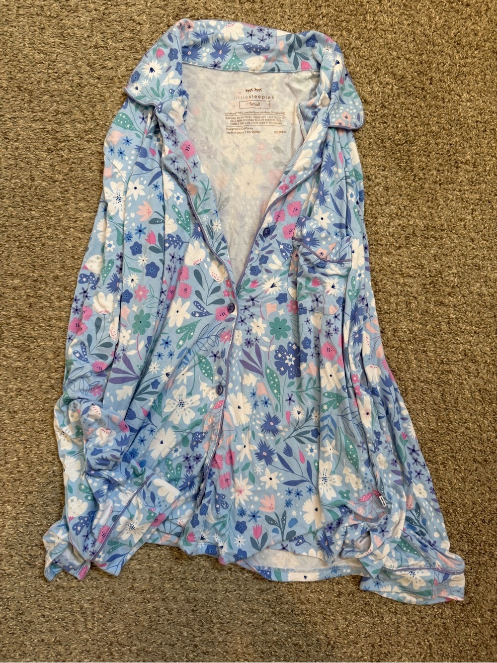 Little Sleepies Light Blue Floral Pajama Top